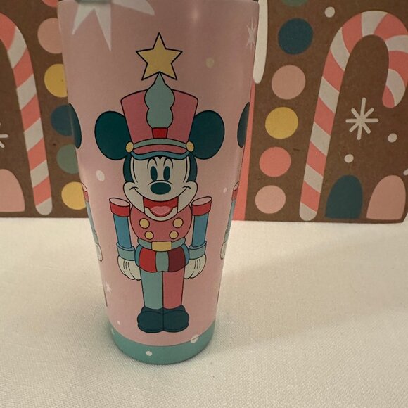 New 2025 Mickey Mouse Pink Nutcracker Christmas Tumbler with straw - Picture 2 of 7